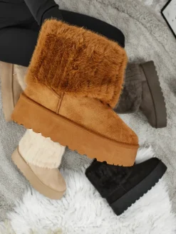 Buty a'la śniegowce damskie z futerkiem Irelle Śniegowce|Botki Na Platformie