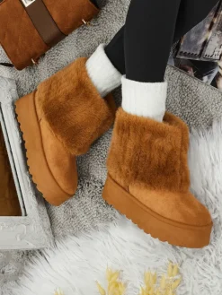 Buty a'la śniegowce damskie z futerkiem Irelle Śniegowce|Botki Na Platformie