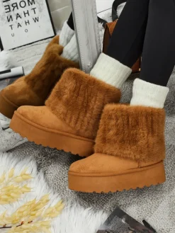 Buty a'la śniegowce damskie z futerkiem Irelle Śniegowce|Botki Na Platformie