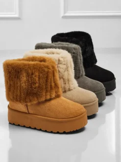 Buty a'la śniegowce damskie z futerkiem Irelle Śniegowce|Botki Na Platformie