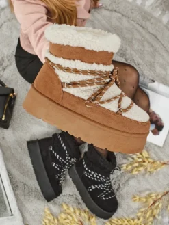 Outlet Buty a'la śniegowce damskie Danira Śniegowce|Botki Na Platformie