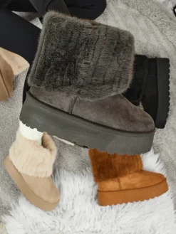 Discount Buty a'la śniegowce damskie z futerkiem Irelle Śniegowce|Botki Na Platformie