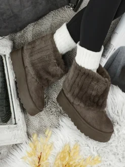 Discount Buty a'la śniegowce damskie z futerkiem Irelle Śniegowce|Botki Na Platformie