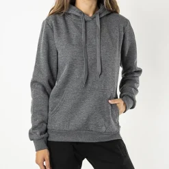 Hot Ciemnoszara damska ocieplana bluza z kapturem - Odzież Bluzy