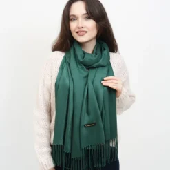 Sale Ciemno damski duży szalik z frędzelkami - Akcesoria Damskie Chusty / Apaszki / Szaliki