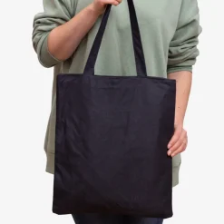 Sale Czarna materiałowa torba z napisem i nadrukiem kota - Akcesoria Damskie Materiałowe