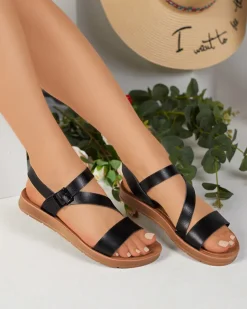 Sale Czarne damskie sandały Canni- Obuwie Sandały Płaskie