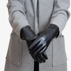 Hot Czarne klasyczne damskie rękawiczki zdobione haftem - Akcesoria Damskie Rękawiczki