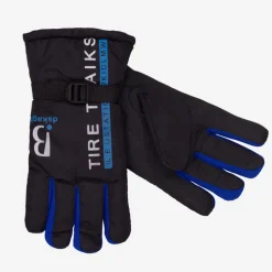 New Czarne męskie ocieplane rękawice z napisami i mi wstawkami - Akcesoria Rękawiczki