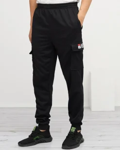 Discount Czarne męskie spodnie dresowe z kieszeniami - Odzież Spodnie
