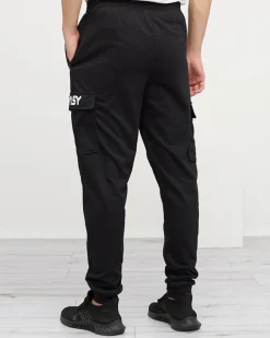 Discount Czarne męskie spodnie dresowe z kieszeniami - Odzież Spodnie