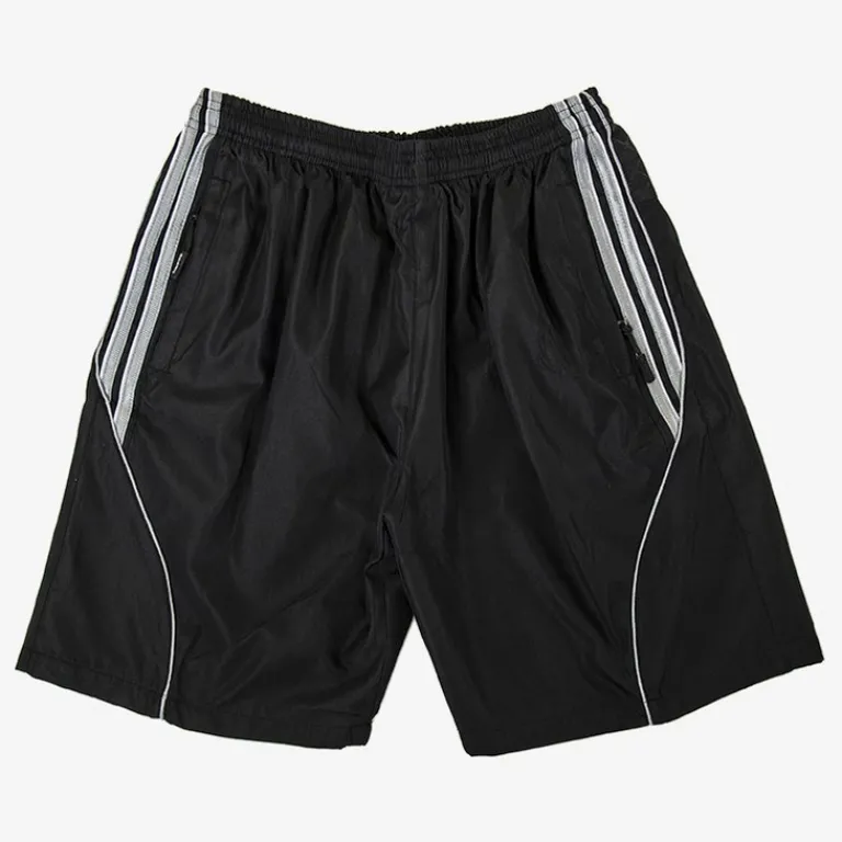 New Czarne spodenki męskie z szarymi lampasami - Odzież Spodnie