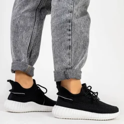 Discount Czarno-białe damskie buty sportowe Fransi - Obuwie Damskie Bieganie, Ćwiczenia I Trening