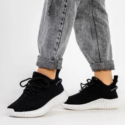 Discount Czarno-białe damskie buty sportowe Fransi - Obuwie Damskie Bieganie, Ćwiczenia I Trening