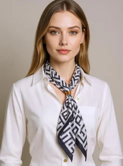 Sale Damska apaszka Polyhymnia owa, geometryczny wzór, poliester Damskie Chusty / Apaszki / Szaliki