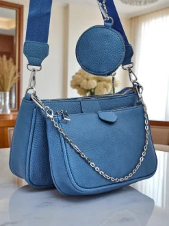 Best Damska torebka wielofunkcyjna Kallisté z eko skóry niebieska, 3w1, styl włoski Damskie Małe Torebki