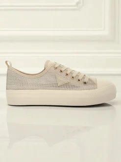 Best Damskie beżowe tenisówki Callista Mesh – płaski obcas, kolekcja Lato Jesień Trampki