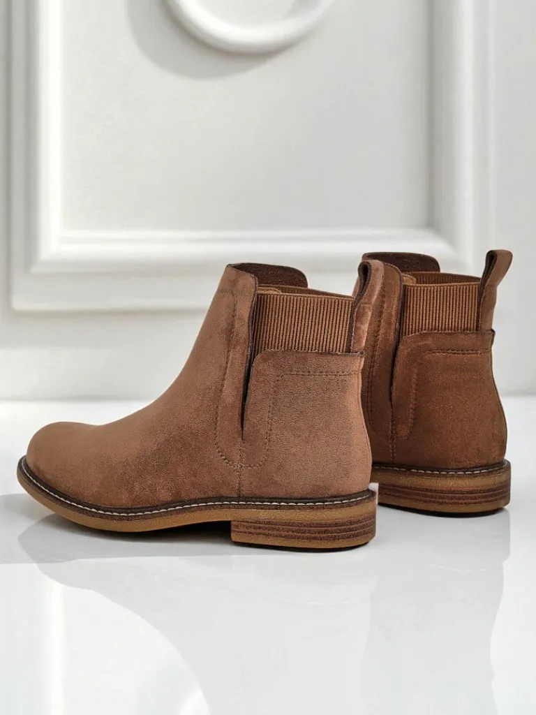 Best Damskie botki a'la sztyblety z eko-zamszu Veysi Botki Na Płaskim Obcasie|Sztyblety