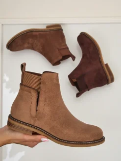 Best Damskie botki a'la sztyblety z eko-zamszu Veysi Botki Na Płaskim Obcasie|Sztyblety