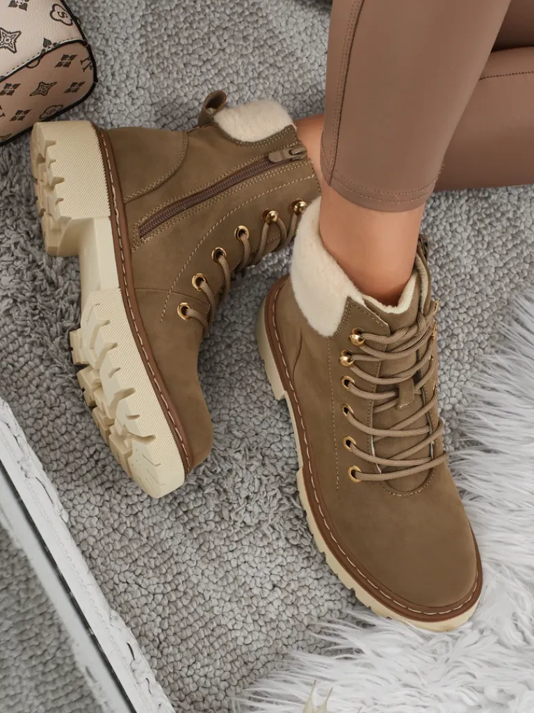 Best Damskie botki trapery z kożuszkiem Tessara Trapery|Botki Z Delikatnym Ociepleniem