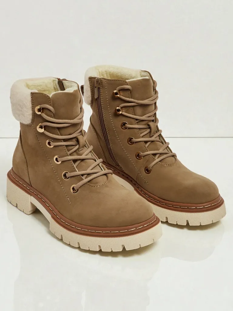 Best Damskie botki trapery z kożuszkiem Tessara Trapery|Botki Z Delikatnym Ociepleniem