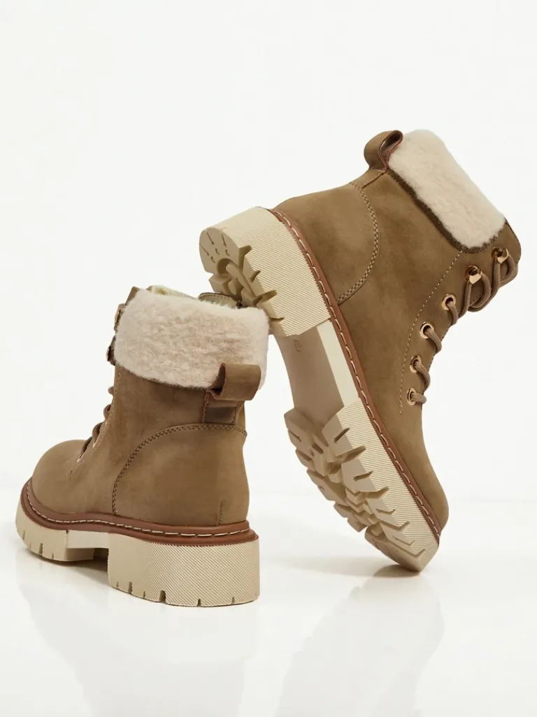Best Damskie botki trapery z kożuszkiem Tessara Trapery|Botki Z Delikatnym Ociepleniem