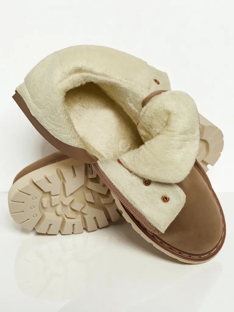 Best Damskie botki trapery z kożuszkiem Tessara Trapery|Botki Z Delikatnym Ociepleniem