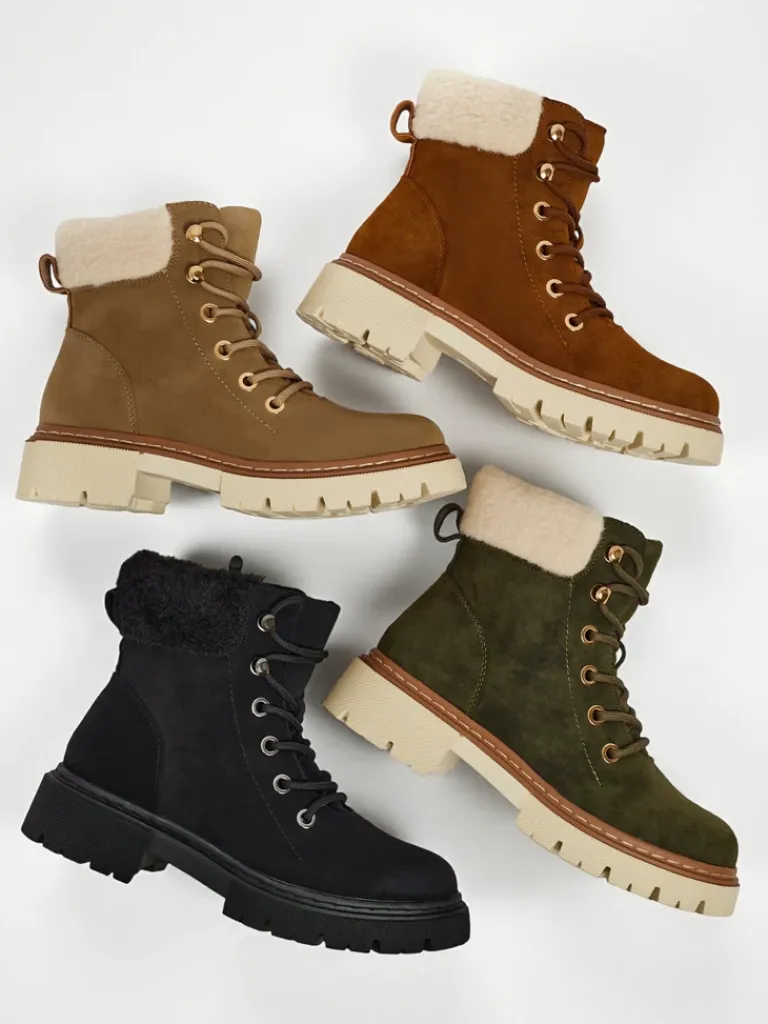 Best Damskie botki trapery z kożuszkiem Tessara Trapery|Botki Z Delikatnym Ociepleniem