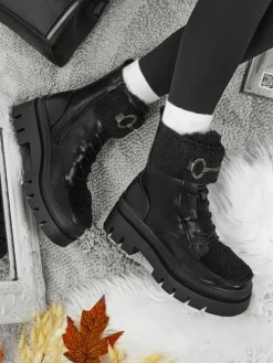 Best Damskie botki workery z kożuszkiem Safil Workery|Botki Z Delikatnym Ociepleniem