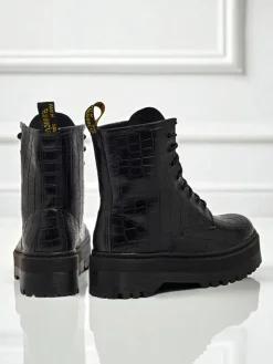 New Damskie botki workery z tłoczeniem Arvessa Trapery|Workery