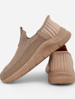New Damskie buty slip on Selene Beżowe – wygodne sneakersy na płaskim obcasie Damskie Ugc|Bieganie, Ćwiczenia I Trening