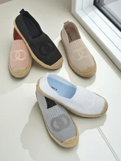 Best Damskie espadryle Atena czarne – płaski obcas, skóra ekologiczna zamszowa Espadryle Płaskie