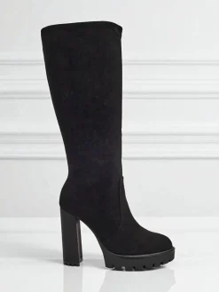 Hot Damskie kozaki eko zamszowe na słupku GaleNest Kozaki Na Obcasie|Kozaki Z Ociepleniem