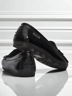 Discount Damskie Mokasyny Cyra Nero z ekoskóry lakierowanej, klasyczny styl włoski Mokasyny Na Płaskiej Podeszwie