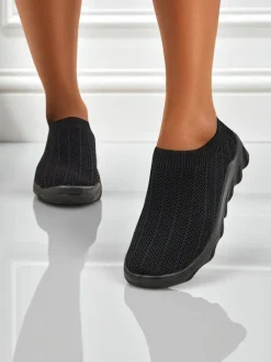 Discount Damskie sneakersy Andromeda Nero – czarne, lekkie buty tekstylne na płaskiej podeszwie Damskie Bieganie, Ćwiczenia I Trening