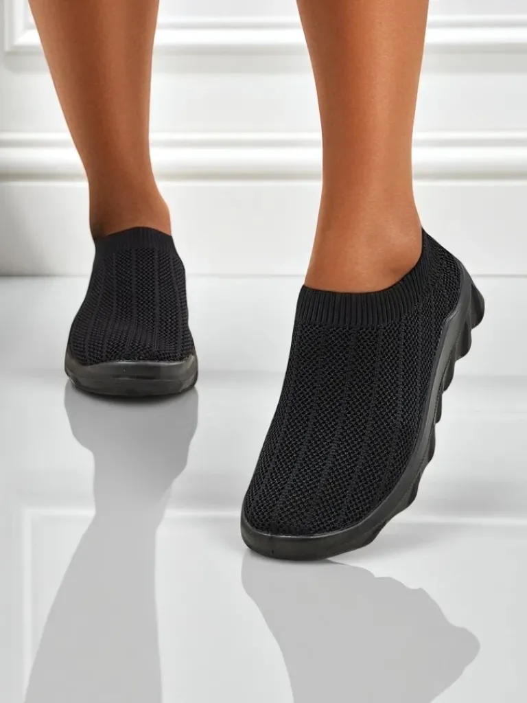 Discount Damskie sneakersy Andromeda Nero – czarne, lekkie buty tekstylne na płaskiej podeszwie Damskie Bieganie, Ćwiczenia I Trening