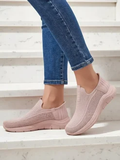 Damskie sneakersy Apollo Rosa – różowe buty slip-on z tkaniny na płaskiej podeszwie Damskie Ugc|Bieganie, Ćwiczenia I Trening