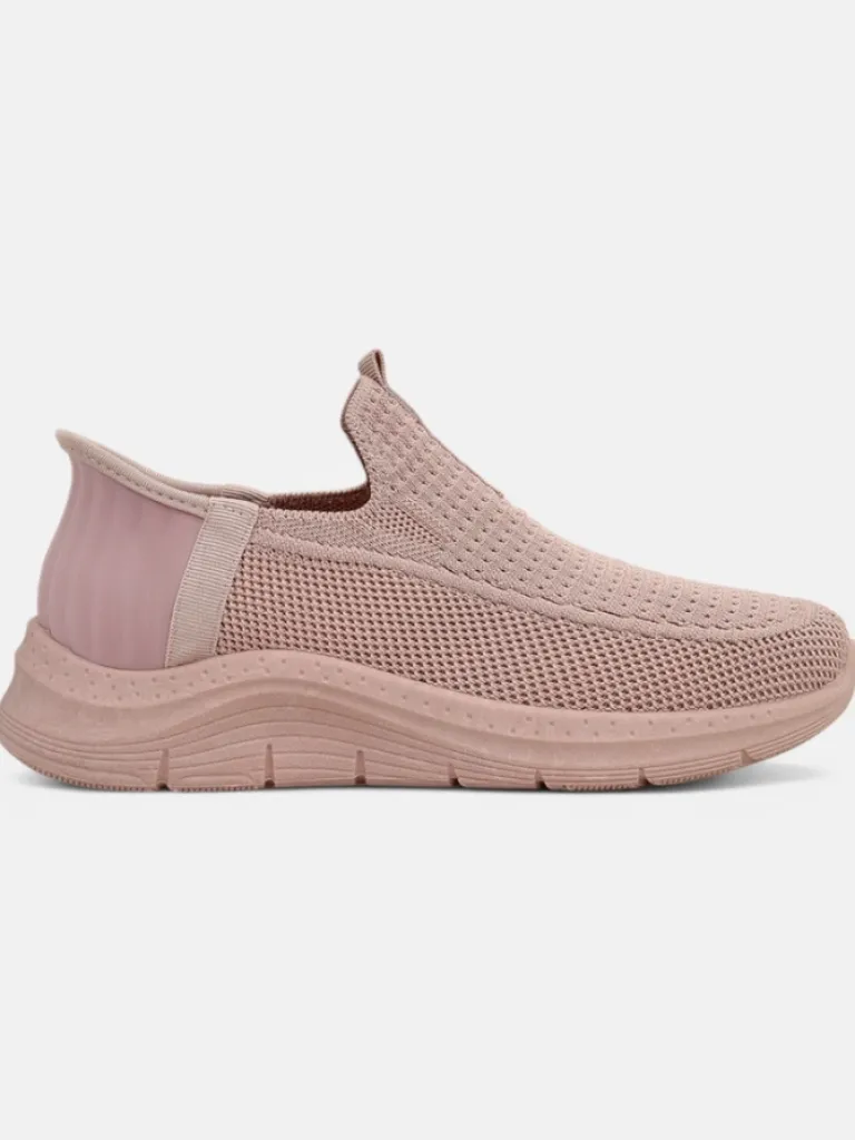 Damskie sneakersy Apollo Rosa – różowe buty slip-on z tkaniny na płaskiej podeszwie Damskie Ugc|Bieganie, Ćwiczenia I Trening
