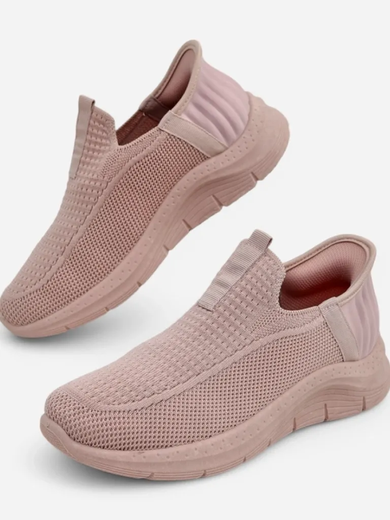 Damskie sneakersy Apollo Rosa – różowe buty slip-on z tkaniny na płaskiej podeszwie Damskie Ugc|Bieganie, Ćwiczenia I Trening