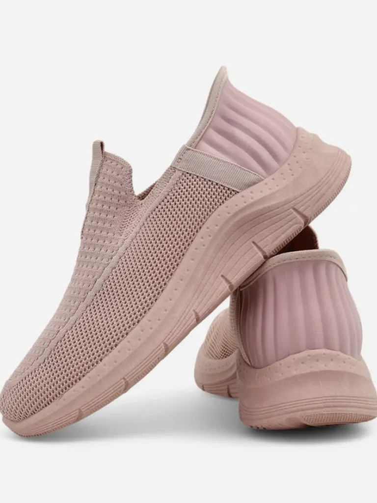 Damskie sneakersy Apollo Rosa – różowe buty slip-on z tkaniny na płaskiej podeszwie Damskie Ugc|Bieganie, Ćwiczenia I Trening