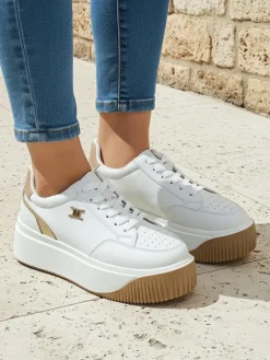 Best Damskie sneakersy Arianna Bianco na platformie ze skóry ekologicznej 5 cm Damskie Ugc|Sneakersy