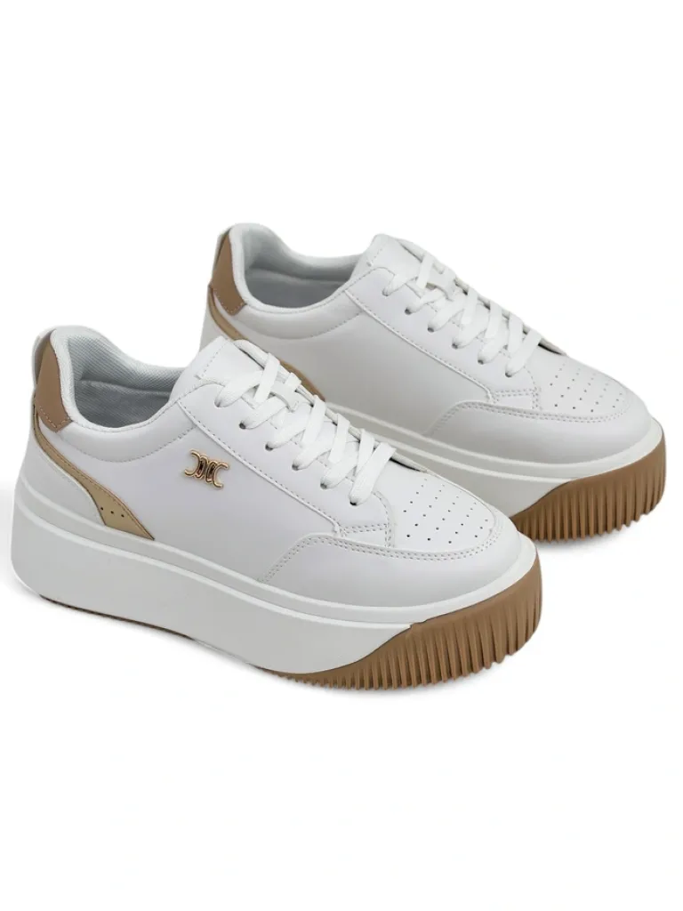 Best Damskie sneakersy Arianna Bianco na platformie ze skóry ekologicznej 5 cm Damskie Ugc|Sneakersy