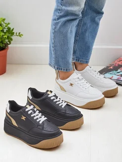 Best Damskie sneakersy Arianna Bianco na platformie ze skóry ekologicznej 5 cm Damskie Ugc|Sneakersy