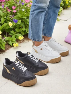 Best Damskie sneakersy Arianna Bianco na platformie ze skóry ekologicznej 5 cm Damskie Ugc|Sneakersy