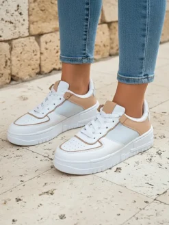 Online Damskie sneakersy Aristea Azzurro z eko-skóry na płaskiej podeszwie 4 cm Damskie Sneakersy