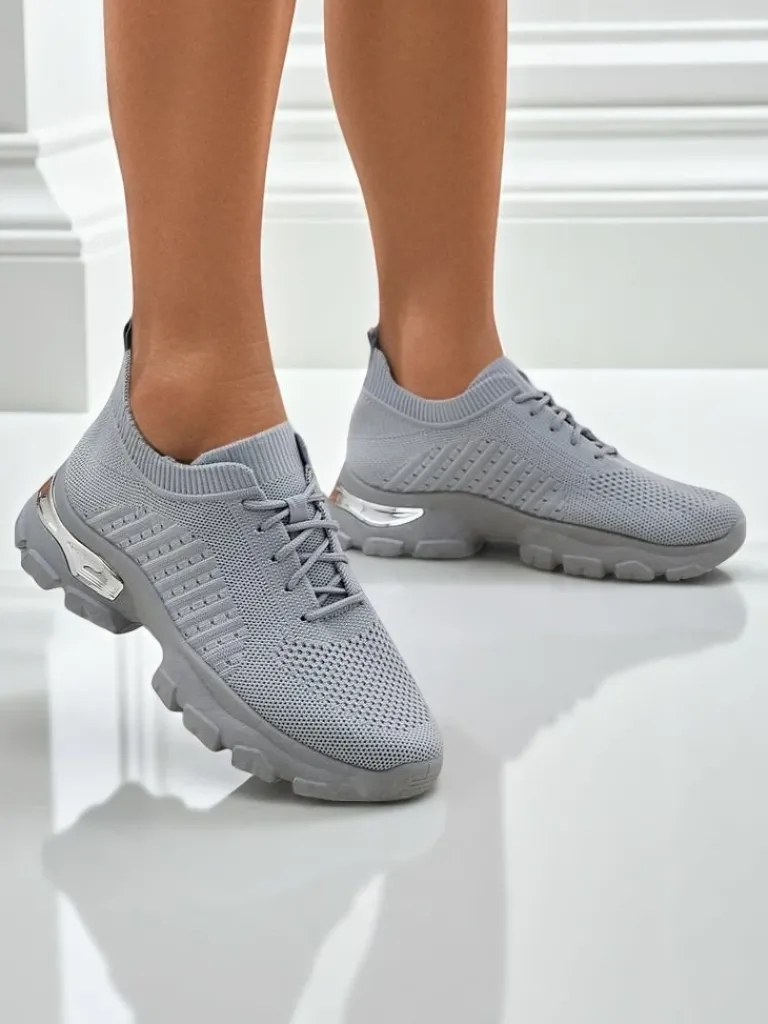 New Damskie Sneakersy Atenea Light Szare tkaninowe na płaskiej podeszwie 4,5 cm Damskie Bieganie, Ćwiczenia I Trening