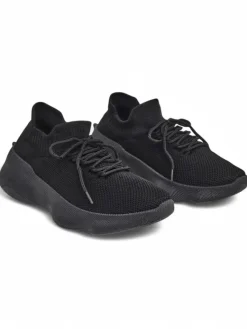 Damskie Sneakersy Aura Nero Czarne Tkaninowe na Plaskiej Podeszwie 4.5cm Damskie Bieganie, Ćwiczenia I Trening