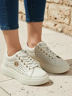 Discount Damskie sneakersy Callista beżowe skóra ekologiczna wiosna płaski obcas Damskie Ugc|Sneakersy