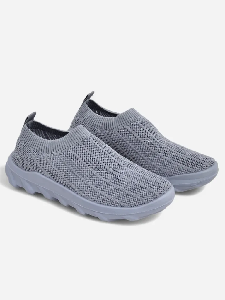 Online Damskie sneakersy gołębie szare Silvana - wygodne buty slip-on do miasta Damskie Bieganie, Ćwiczenia I Trening