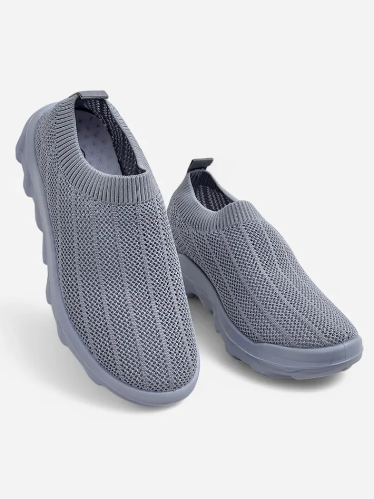 Online Damskie sneakersy gołębie szare Silvana - wygodne buty slip-on do miasta Damskie Bieganie, Ćwiczenia I Trening
